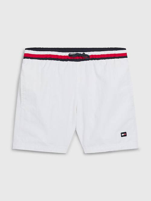 Tommy Hilfiger Signature Tape Mid Cut Cut Cut Length Shorts Mayo Erkek Çocuk Beyaz | TH873NSO