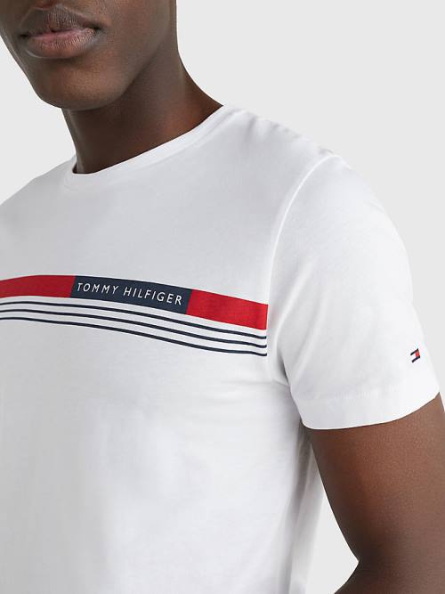 Tommy Hilfiger Signature Tape Tişört Erkek Beyaz | TH827MOZ