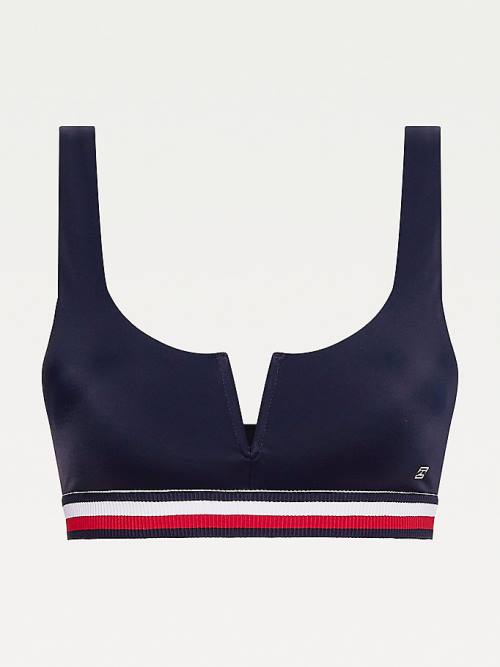 Tommy Hilfiger Signature Tape Underband V-Cut Bikini Bralette Mayo Kadın Mavi | TH756ILN