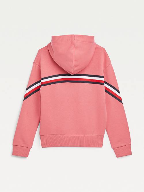 Tommy Hilfiger Signature Trim Slouchy Kapüşonlu Sweatshirt Kiz Çocuk Kırmızı | TH392NXE