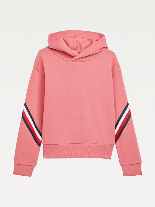 Tommy Hilfiger Signature Trim Slouchy Kapüşonlu Sweatshirt Kiz Çocuk Kırmızı | TH392NXE