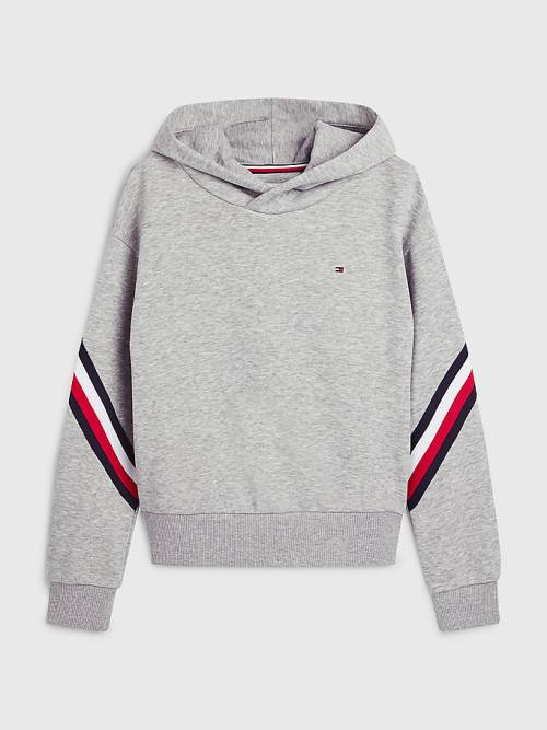 Tommy Hilfiger Signature Trim Slouchy Kapüşonlu Sweatshirt Kiz Çocuk Gri | TH459TOI