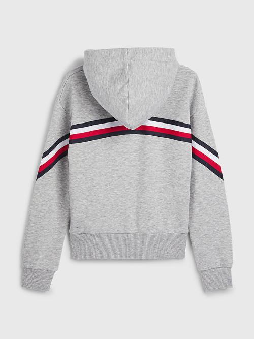 Tommy Hilfiger Signature Trim Slouchy Kapüşonlu Sweatshirt Kiz Çocuk Gri | TH459TOI