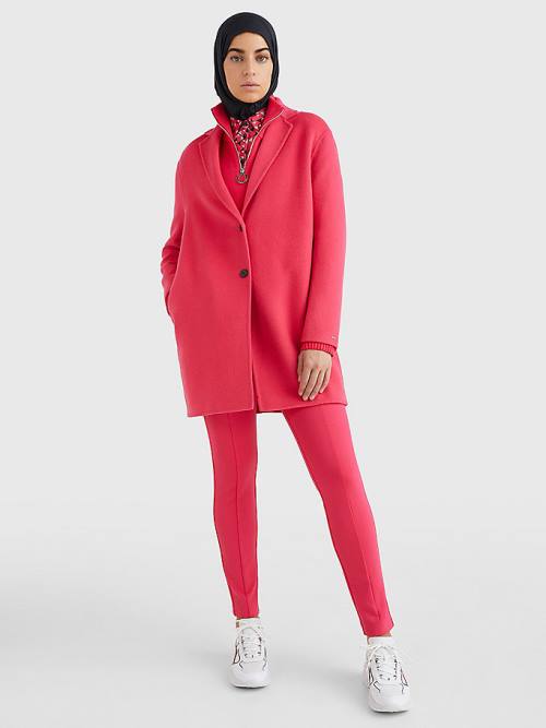 Tommy Hilfiger Signature Undercollar Wool Blend Kaban Kadın Pembe | TH146KIC