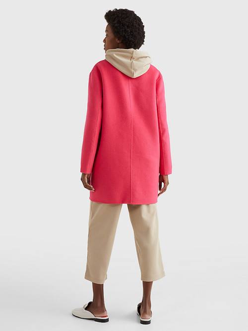 Tommy Hilfiger Signature Undercollar Wool Blend Kaban Kadın Pembe | TH146KIC