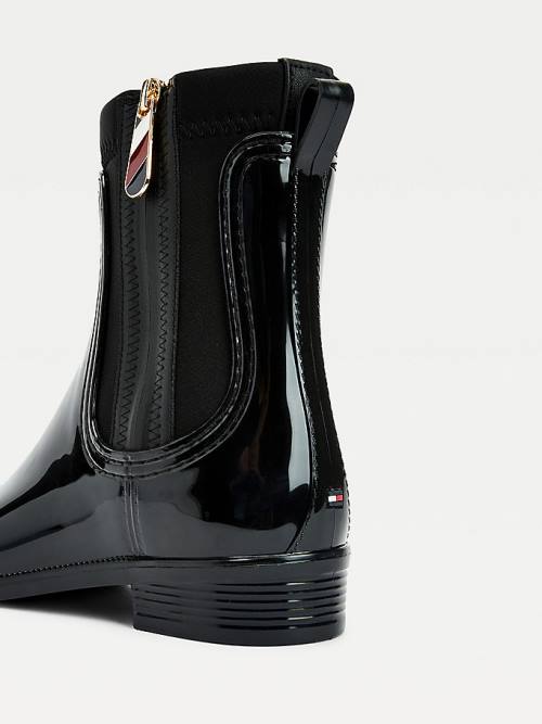 Tommy Hilfiger Signature Zip Ankle Rainboots Bot Kadın Siyah | TH284MGU