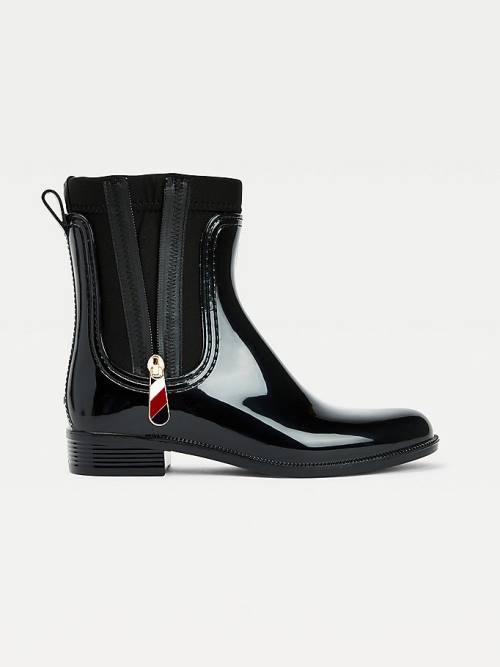 Tommy Hilfiger Signature Zip Ankle Rainboots Bot Kadın Siyah | TH284MGU