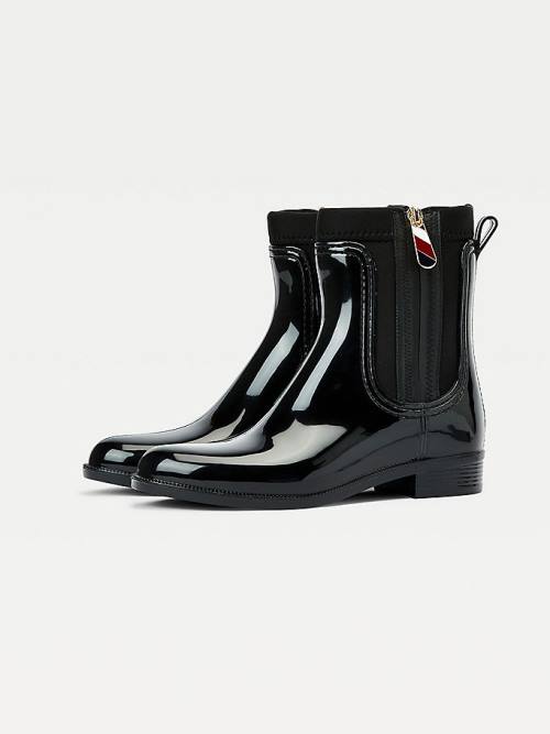 Tommy Hilfiger Signature Zip Ankle Rainboots Bot Kadın Siyah | TH284MGU