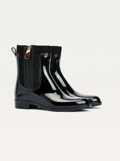 Tommy Hilfiger Signature Zip Ankle Rainboots Bot Kadın Siyah | TH284MGU