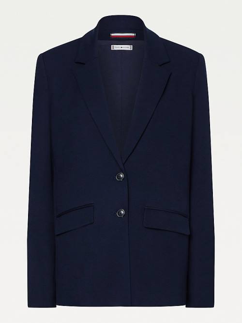 Tommy Hilfiger Single Breasted Relaxed Fit Blazer Kadın Mavi | TH846RCB