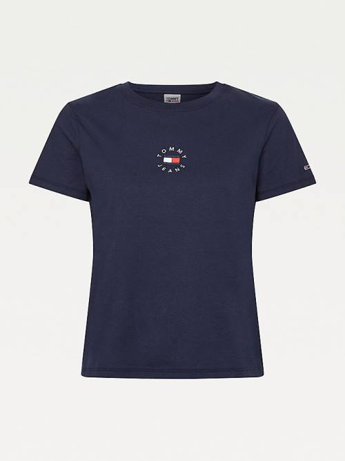 Tommy Hilfiger Single Jersey Slim Fit Tişört Kadın Mavi | TH093VWF