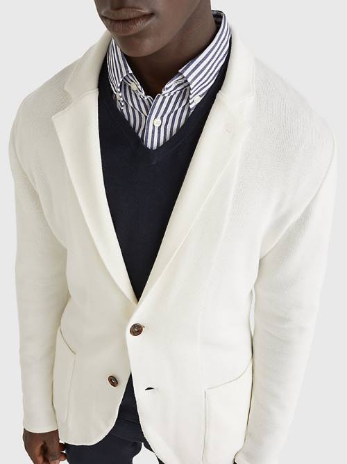 Tommy Hilfiger Slim Fit Knit Blazer Erkek Beyaz | TH621PQZ