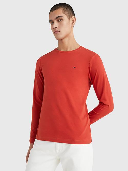 Tommy Hilfiger Slim Fit Long Sleeve Tişört Erkek Kırmızı | TH239IJS