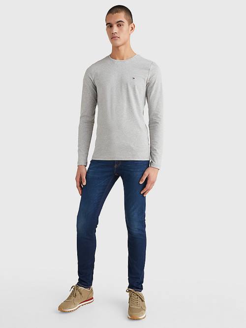 Tommy Hilfiger Slim Fit Long Sleeve Tişört Erkek Gri | TH240EYZ