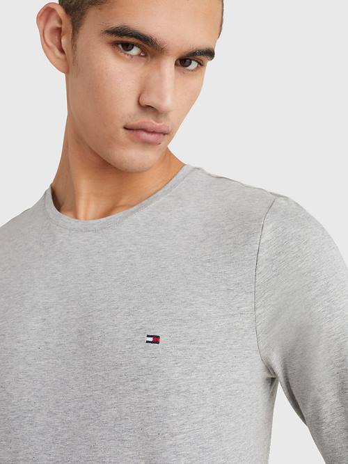 Tommy Hilfiger Slim Fit Long Sleeve Tişört Erkek Gri | TH240EYZ