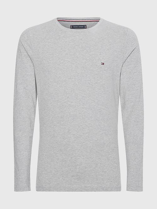 Tommy Hilfiger Slim Fit Long Sleeve Tişört Erkek Gri | TH240EYZ