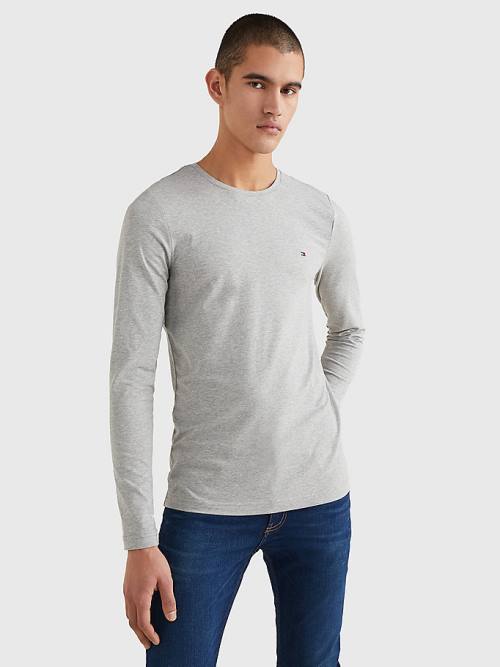 Tommy Hilfiger Slim Fit Long Sleeve Tişört Erkek Gri | TH240EYZ