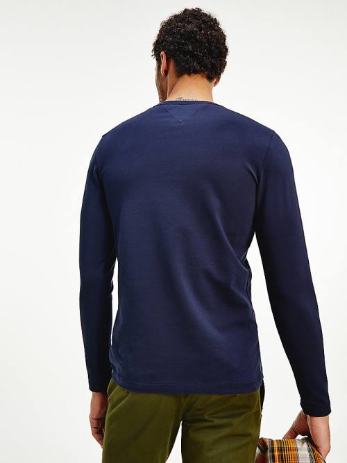 Tommy Hilfiger Slim Fit Long Sleeve Tişört Erkek Mavi | TH743TFQ