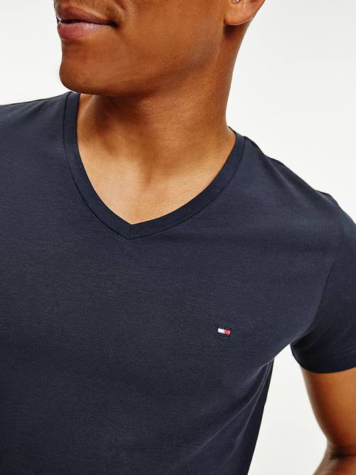 Tommy Hilfiger Slim Fit Pamuklu Tişört Erkek Mavi | TH351QLD