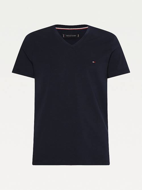 Tommy Hilfiger Slim Fit Pamuklu Tişört Erkek Mavi | TH351QLD