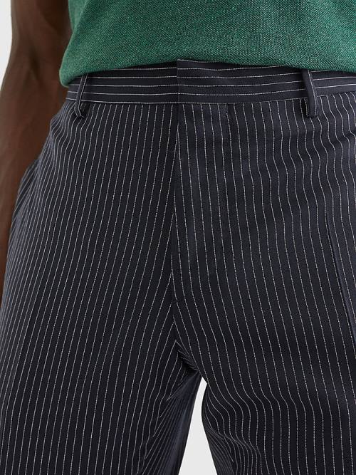 Tommy Hilfiger Slim Fit Pinstripe Pantolon Erkek Mavi | TH743XPL