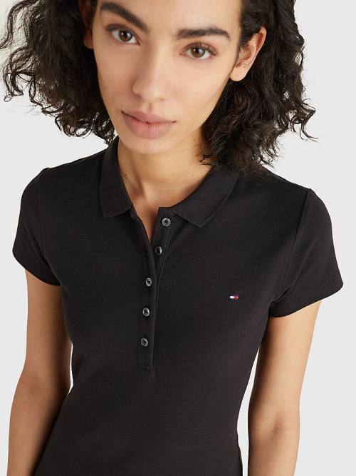 Tommy Hilfiger Slim Fit Polo Elbise Kadın Siyah | TH380SBQ