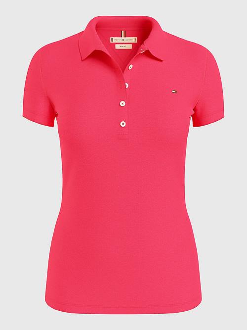 Tommy Hilfiger Slim Fit Polo Yaka Tişört Kadın Pembe | TH135QJT