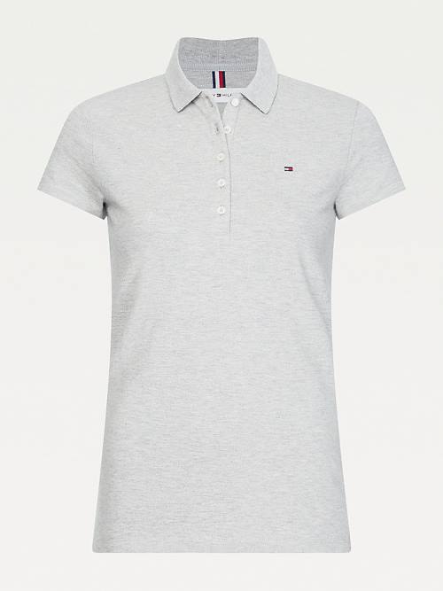 Tommy Hilfiger Slim Fit Polo Yaka Tişört Kadın Gri | TH184TVD