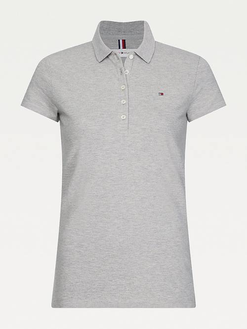 Tommy Hilfiger Slim Fit Polo Yaka Tişört Kadın Gri | TH184TVD