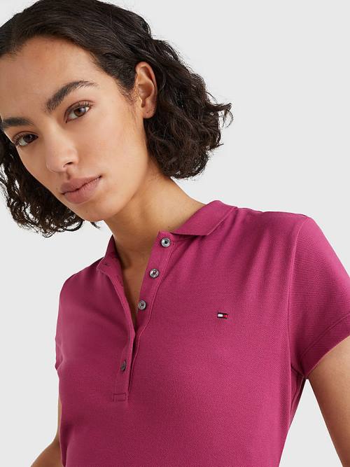 Tommy Hilfiger Slim Fit Polo Yaka Tişört Kadın Kırmızı | TH385VKO