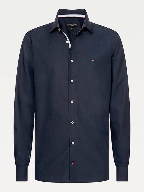 Tommy Hilfiger Slim Fit Poplin Gömlek Erkek Mavi | TH758SCK