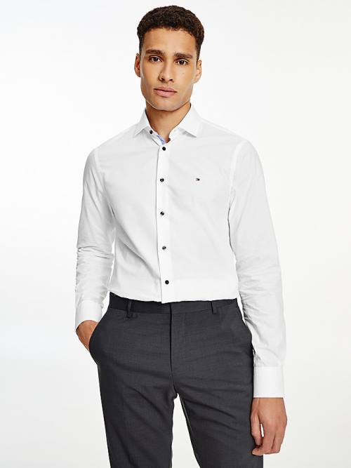 Tommy Hilfiger Slim Fit Poplin Gömlek Erkek Beyaz | TH871CAD