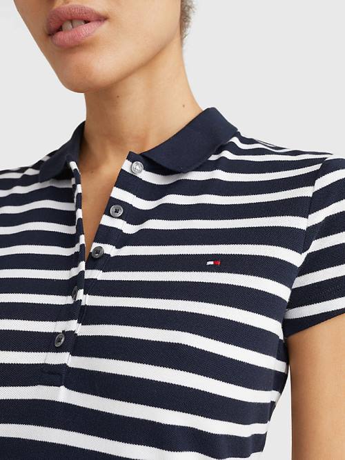 Tommy Hilfiger Slim Fit Stripe Polo Elbise Kadın Mavi | TH135GJX