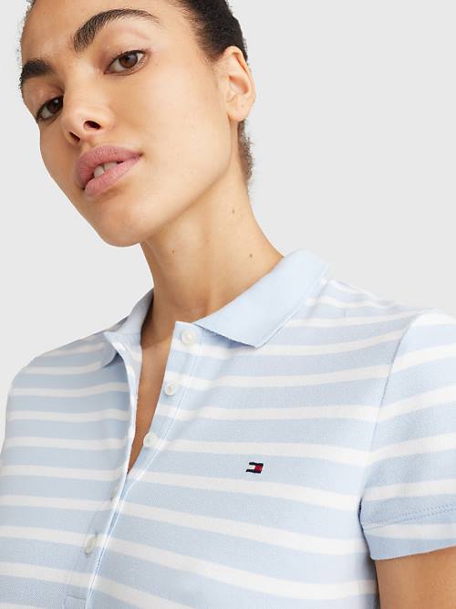 Tommy Hilfiger Slim Fit Stripe Polo Elbise Kadın Mavi | TH374VBG