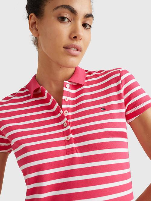 Tommy Hilfiger Slim Fit Stripe Polo Elbise Kadın Pembe | TH501ZHD