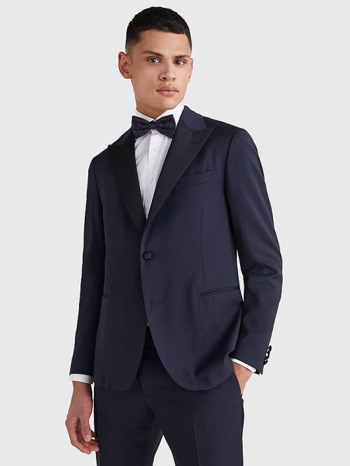 Tommy Hilfiger Slim Fit Tuxedo Blazer Erkek Mavi | TH630JYK