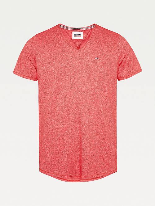 Tommy Hilfiger Slim Fit V-Neck Tişört Erkek Kırmızı | TH185USE