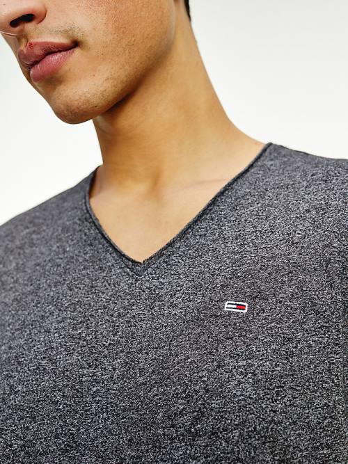 Tommy Hilfiger Slim Fit V-Neck Tişört Erkek Siyah | TH413IGE