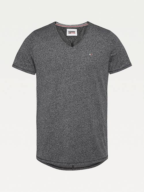 Tommy Hilfiger Slim Fit V-Neck Tişört Erkek Siyah | TH413IGE