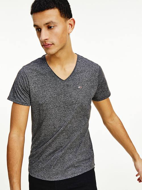 Tommy Hilfiger Slim Fit V-Neck Tişört Erkek Siyah | TH413IGE