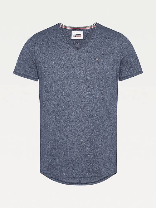 Tommy Hilfiger Slim Fit V-Neck Tişört Erkek Mavi | TH413XAU