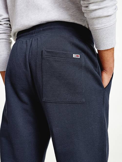 Tommy Hilfiger Slim Fleece Signature Joggers Pantolon Erkek Mavi | TH618OMF