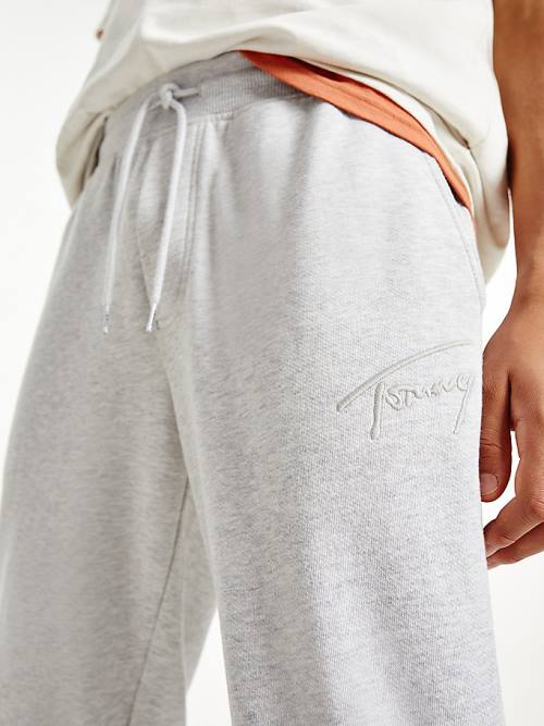 Tommy Hilfiger Slim Fleece Signature Joggers Pantolon Erkek Gri | TH830HWF