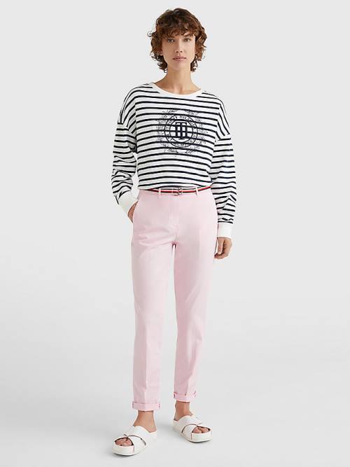 Tommy Hilfiger Slim Signature Belt Chinos Pantolon Kadın Pembe | TH934JAF