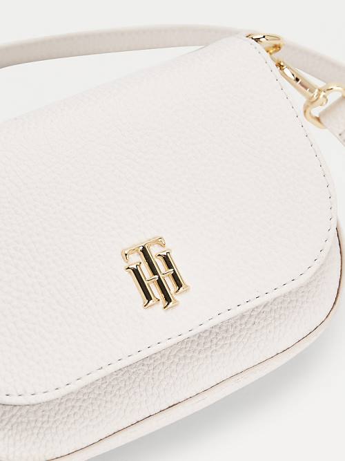 Tommy Hilfiger Small Monogram Crossover Çanta Kadın Beyaz | TH136EPC