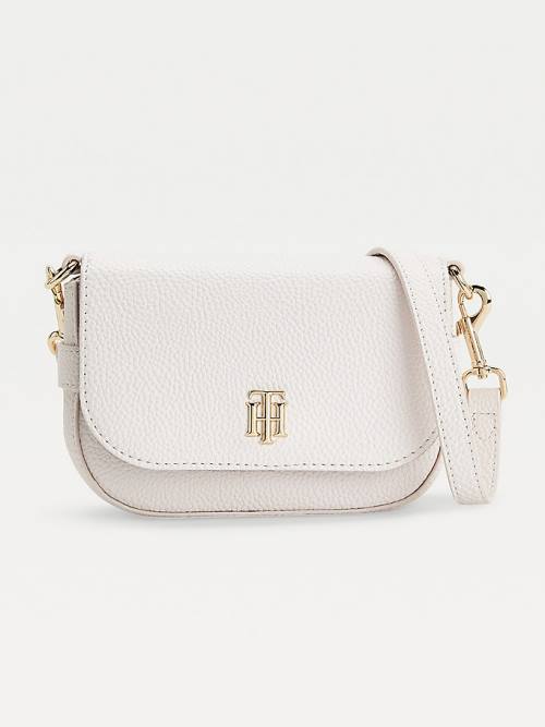 Tommy Hilfiger Small Monogram Crossover Çanta Kadın Beyaz | TH136EPC