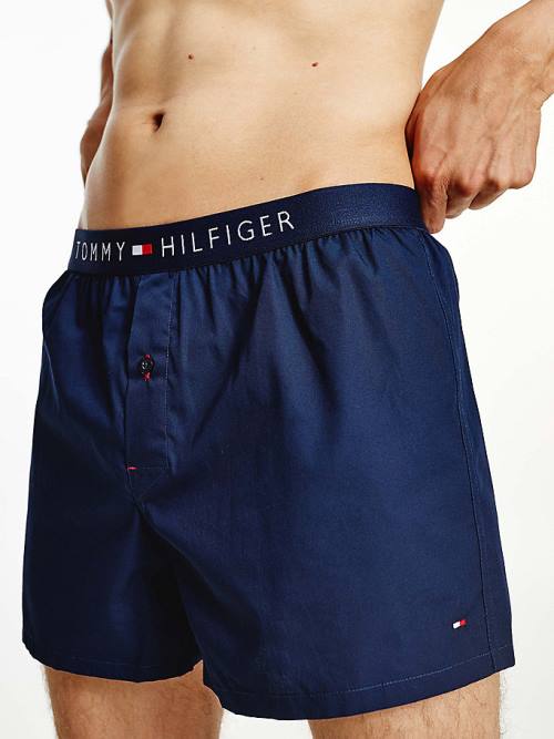 Tommy Hilfiger Smart Pamuklu Poplin Boxers İç Giyim Erkek Mavi | TH784LEJ