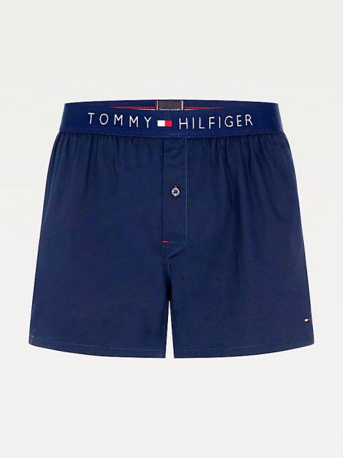 Tommy Hilfiger Smart Pamuklu Poplin Boxers İç Giyim Erkek Mavi | TH784LEJ