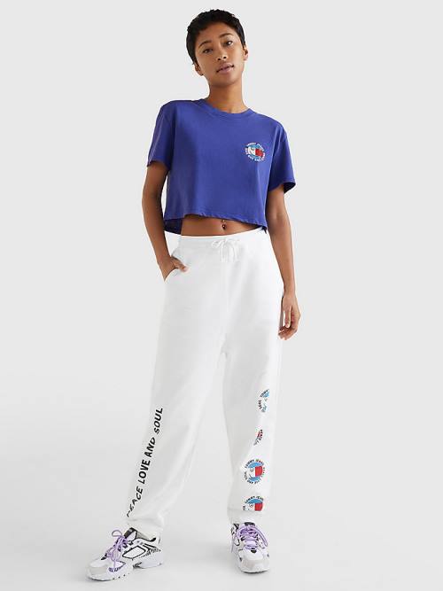 Tommy Hilfiger Smiley Logo Cropped Tişört Kadın Mor | TH102HYU