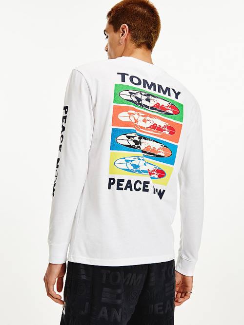 Tommy Hilfiger Smiley Long Sleeve Tişört Erkek Beyaz | TH270XCE